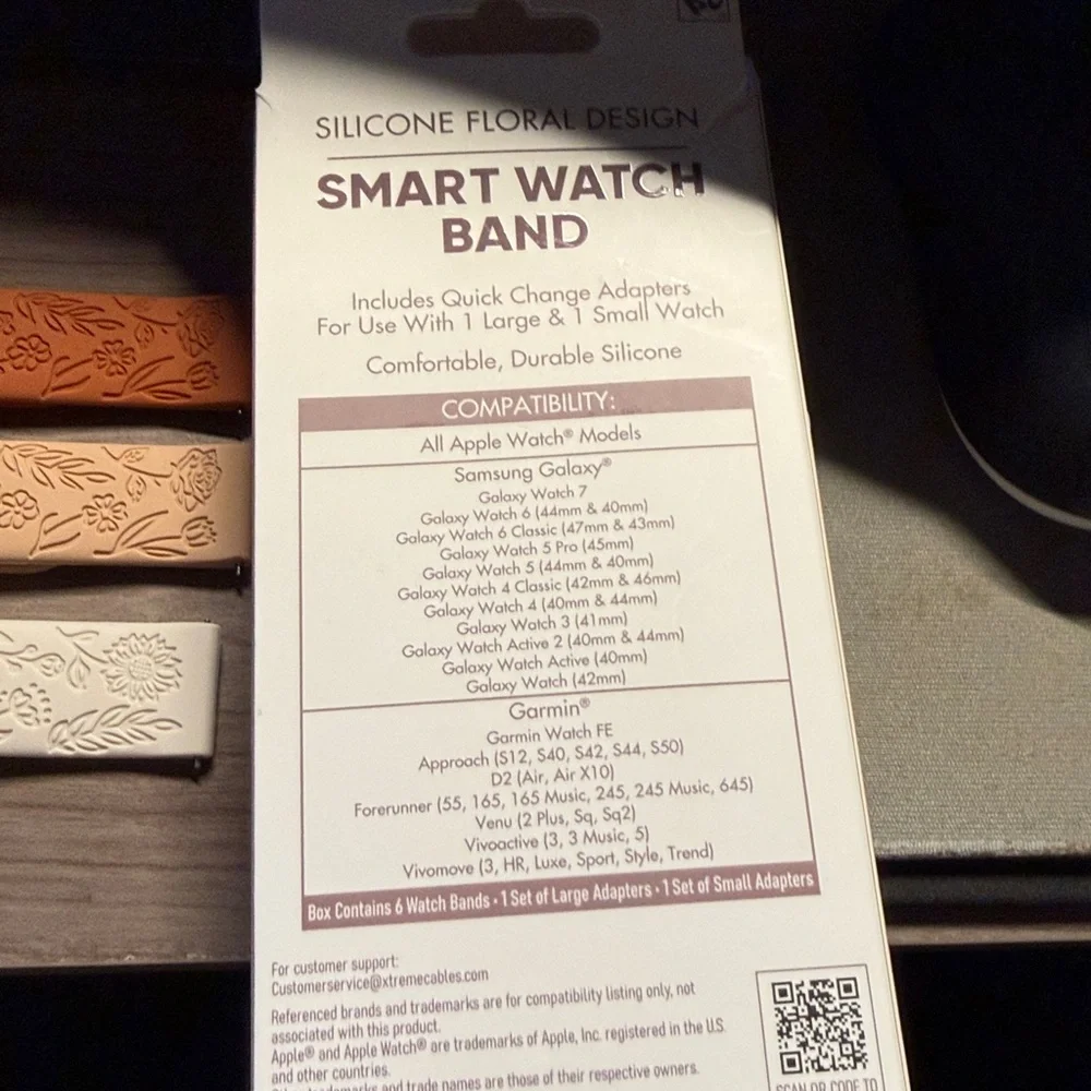 Embossed Floral Silicone Watch Bands - Assorted Colors 6 brand new bands - Picture 5 of 6